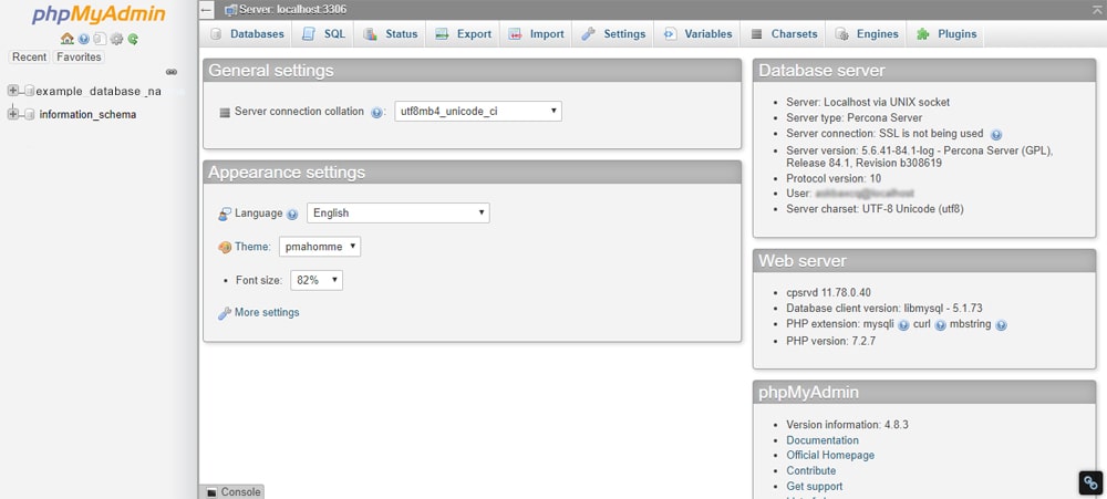 MySQL database phpMyAdmin